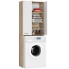 Meuble machine a laver 2 portes 4 étagères 180X64X30 cm Sonoma Blanc