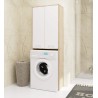 Meuble machine a laver 2 portes 4 étagères 180X64X30 cm Sonoma Blanc