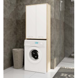 Meuble machine a laver 2 portes 4 étagères 180X64X30 cm Sonoma Blanc