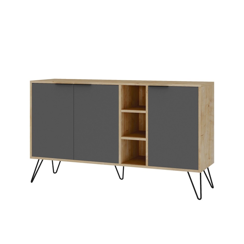 Buffet Bas 3 Portes Et 3 Étagères 142cm Buffet Bas 3 Portes Et 3 Étagères 142cm