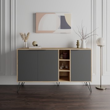 Buffet Bas 3 Portes Et 3 Étagères  142cm