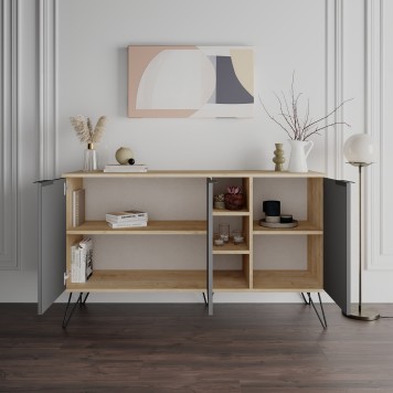 Buffet Bas 3 Portes Et 3 Étagères  142cm