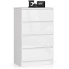 Commode LOLA 4 Tiroirs 60x99x40 cm Blanc brillant