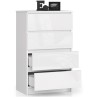 Commode LOLA 4 Tiroirs 60x99x40 cm Blanc brillant
