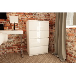 Commode LOLA 4 Tiroirs 60x99x40 cm Blanc brillant