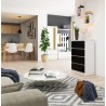 Commode LOLA 4 Tiroirs 60x99x40 cm Blanc Noir Brillant