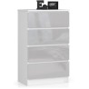 Commode LOLA 4 Tiroirs 60x99x40 cm Blanc gris brillant
