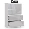 Commode LOLA 4 Tiroirs 60x99x40 cm Blanc gris brillant