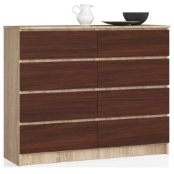 Buffet Commode LOUISA 8 Tiroirs Façade Brillant 120x40x99 Cm