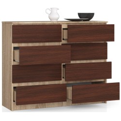 Buffet Commode LOUISA 8 Tiroirs Façade Brillant 120x40x99 Cm