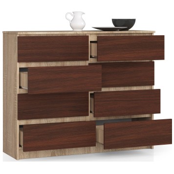 Buffet Commode LOUISA 8 Tiroirs Façade Brillant 120x40x99 Cm