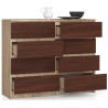 Buffet Commode LOUISA 8 Tiroirs Façade Brillant 120x40x99 Cm