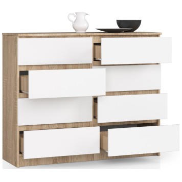 Buffet LOUISA 8 Tiroirs Façade Brillant 120x40x99 Cm