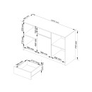 Commode ARONA 120 cm Bois 1 porte 1 tiroir façade Blanc 6 étagères 120x40x77 cm