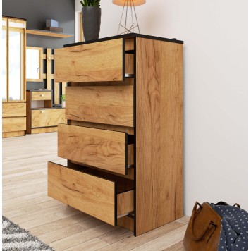 Komoda do salonu K 60 cm 4 szuflady - dąb craft