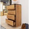 Commode LOLA 4 Tiroirs 60x99x40 cm Chêne Sonoma Bordure Noir