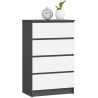 Commode LOLA 4 Tiroirs 60x99x40 cm Gris blanc