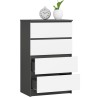 Commode LOLA 4 Tiroirs 60x99x40 cm Gris blanc