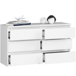 Commode LOLA 100 cm Blanche 6 tiroirs