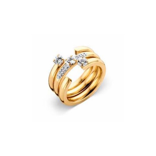 Victoria Gold-colored white stone 3-piece ring set