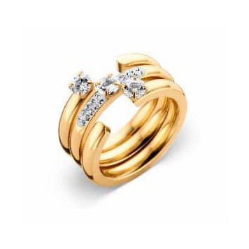 Victoria Gold-colored white stone 3-piece ring set