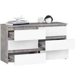 KOMODA CL100 6SZ PK BETON / BIAŁA