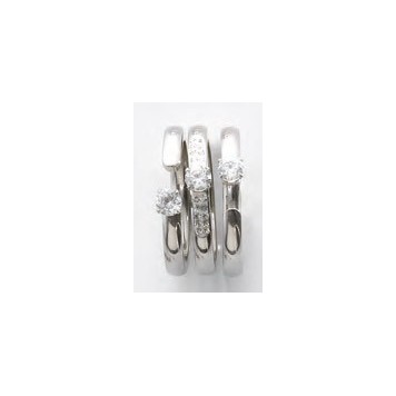 Victoria Silver-colored white stone 3-ring set