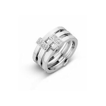 Victoria Silver Colored White Stone Ring