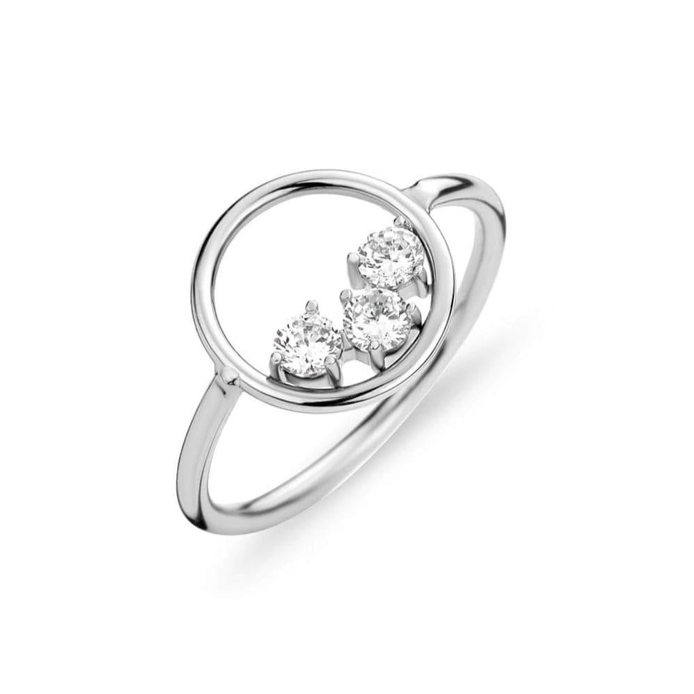Victoria Silver colored ring with white stones