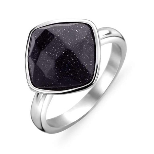 Victoria Silver-colored ring with black stone