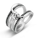 Victoria Silver-colored ring with black and white stones