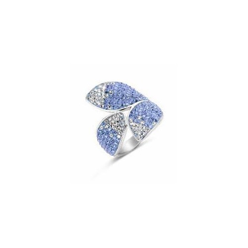 Victoria Silver colored petal ring with blue and white stones