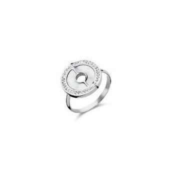 Victoria Silver colored patterned, stone ring