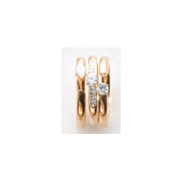 Victoria Rose gold colored white stone 3-piece ring set