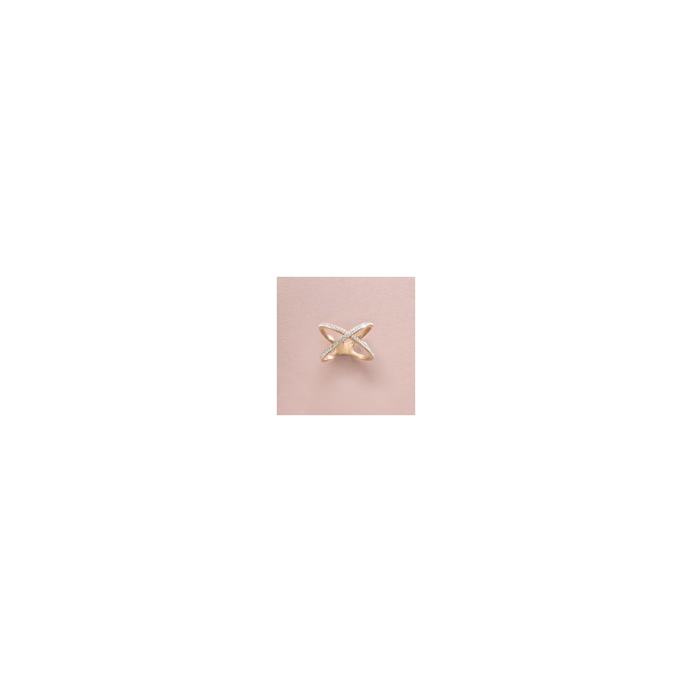 Victoria Rose gold colored ring with white stones
