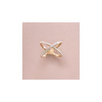 Victoria Rose gold colored ring with white stones