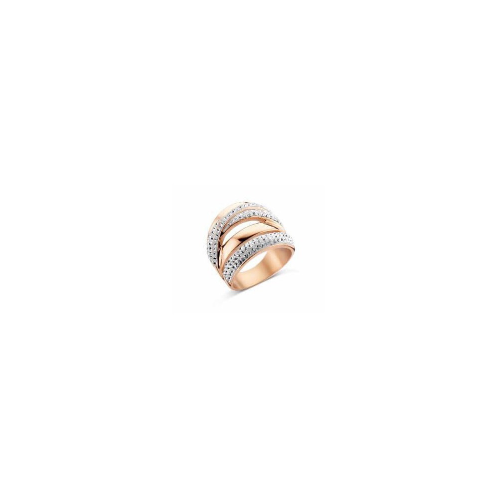 Victoria Rose gold color ring with white stones