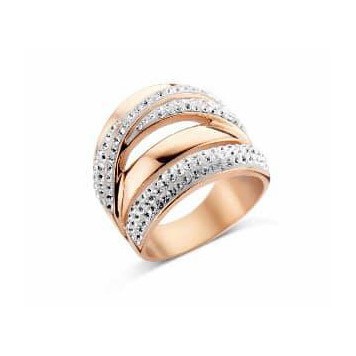 Victoria Rose gold color ring with white stones