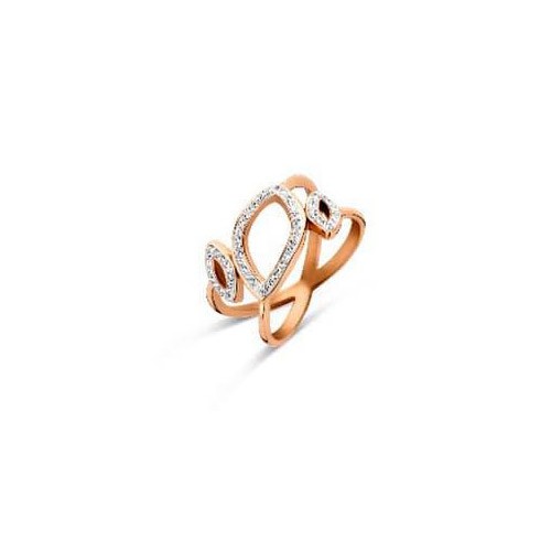 Victoria Rose gold colored ring with white stones