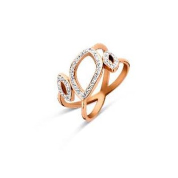 Victoria Rose gold colored ring with white stones