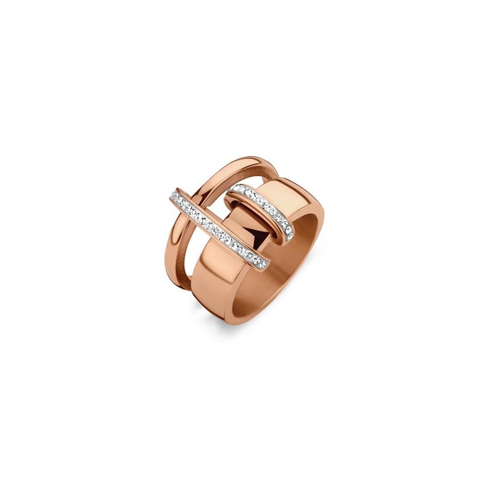 Victoria Rose gold colored white stone ring
