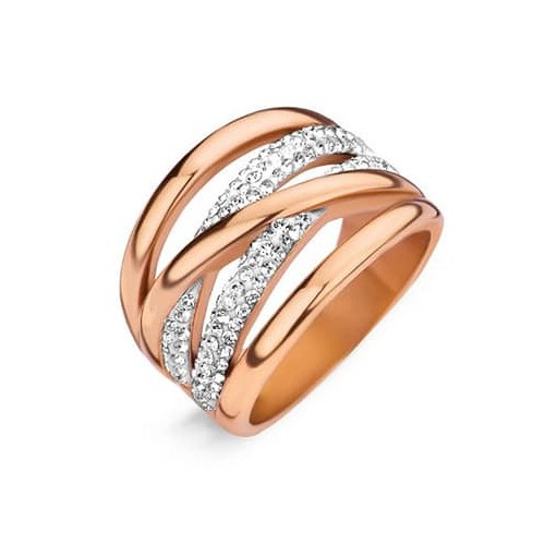 Victoria Rose gold colored ring with white stone