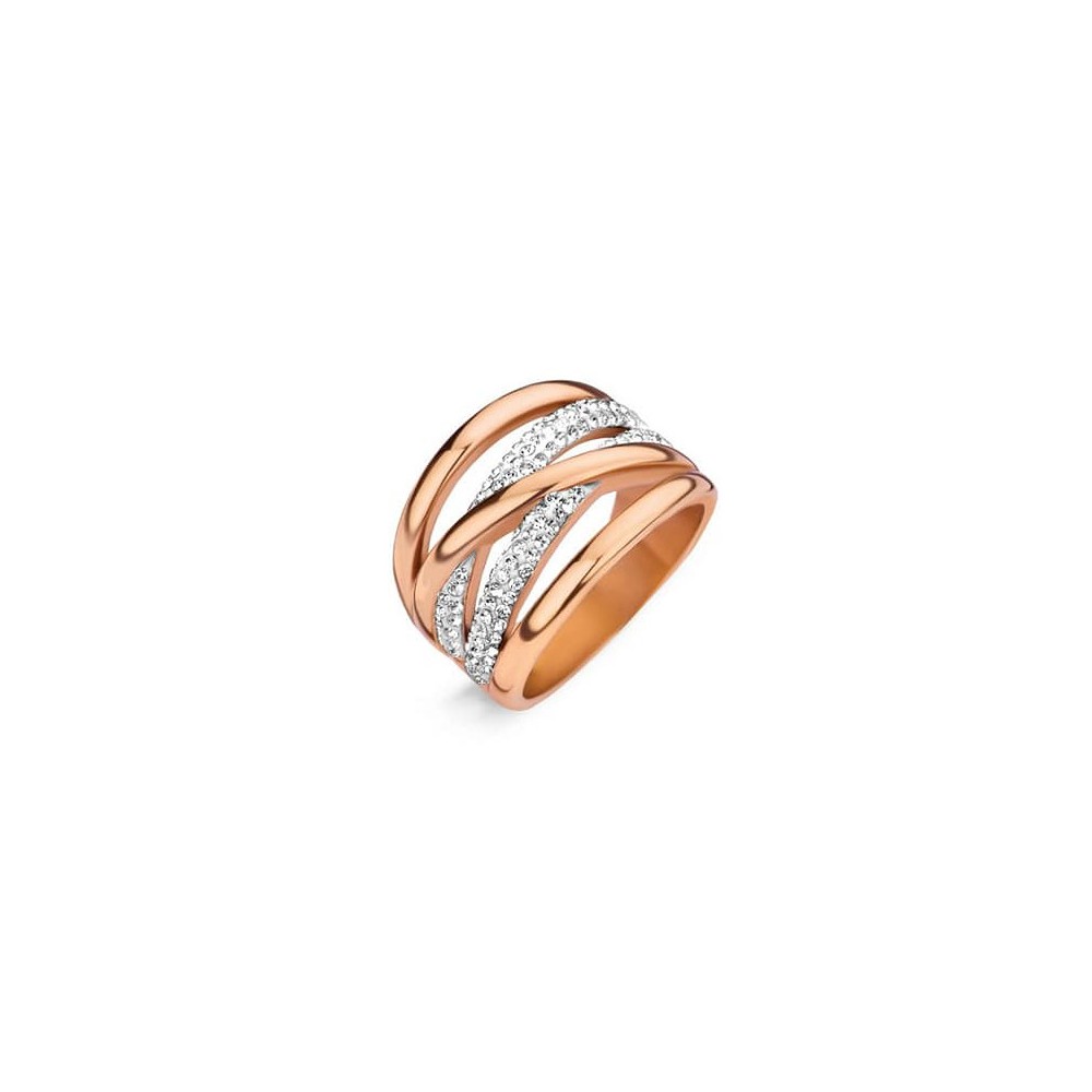Victoria Rose gold colored ring with white stone
