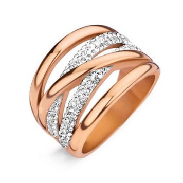 Victoria Rose gold colored ring with white stone