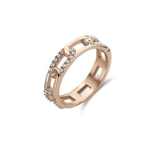 Victoria Rose gold colored ring with white stones