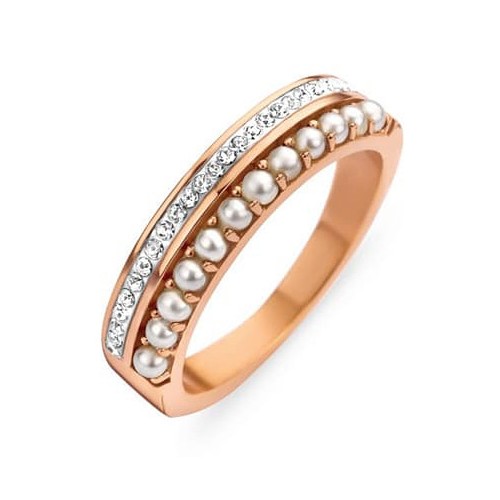Victoria Rose gold colored ring with white stones and pearls