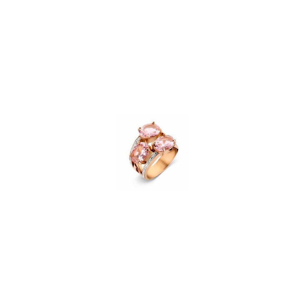 Victoria Rose gold colored white, pink stone ring