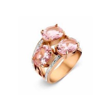 Victoria Rose gold colored white, pink stone ring