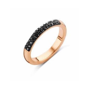 Victoria Black Stone Rose Gold Ring