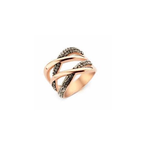 Victoria Rose gold colored black stone ring